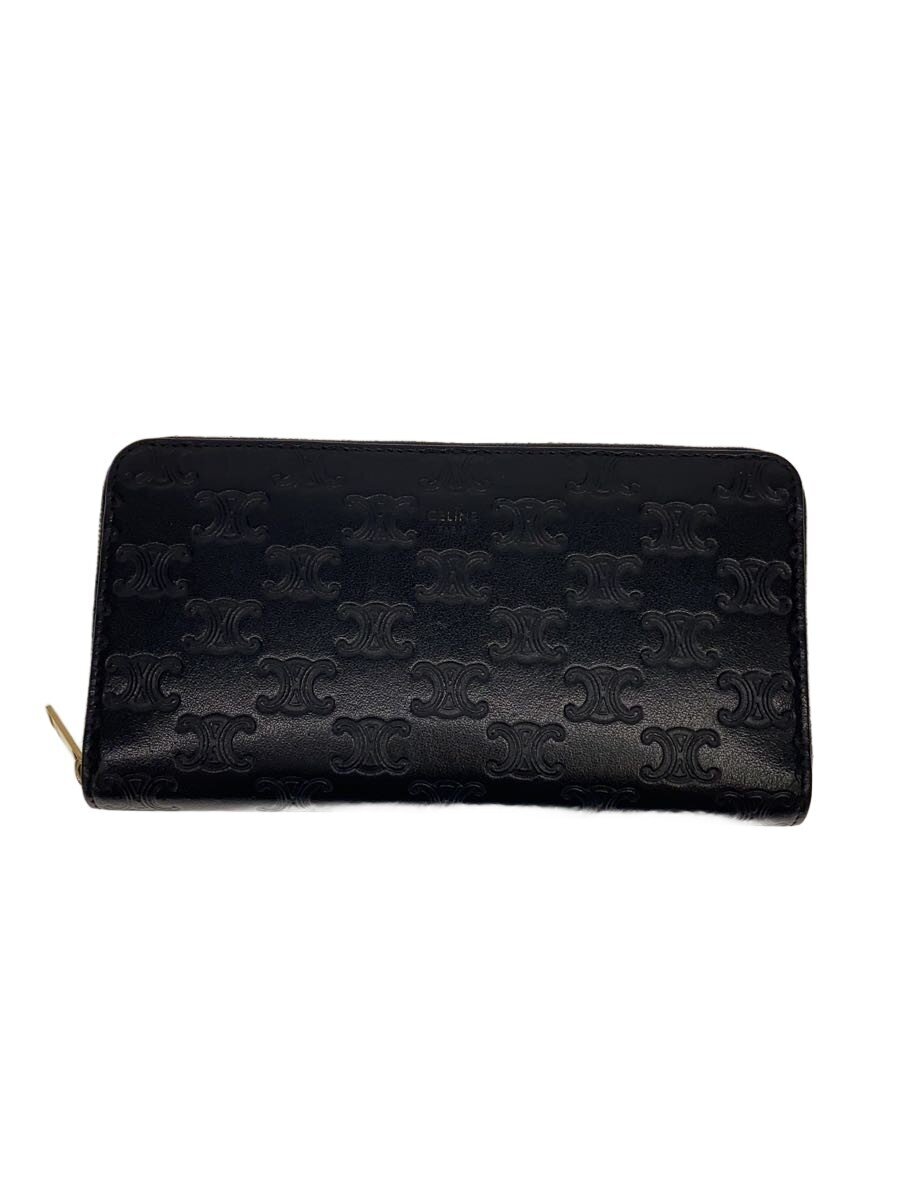【中古】CELINE◆長銭入れ/なめし革/BLK/メンズ【服飾雑貨他】