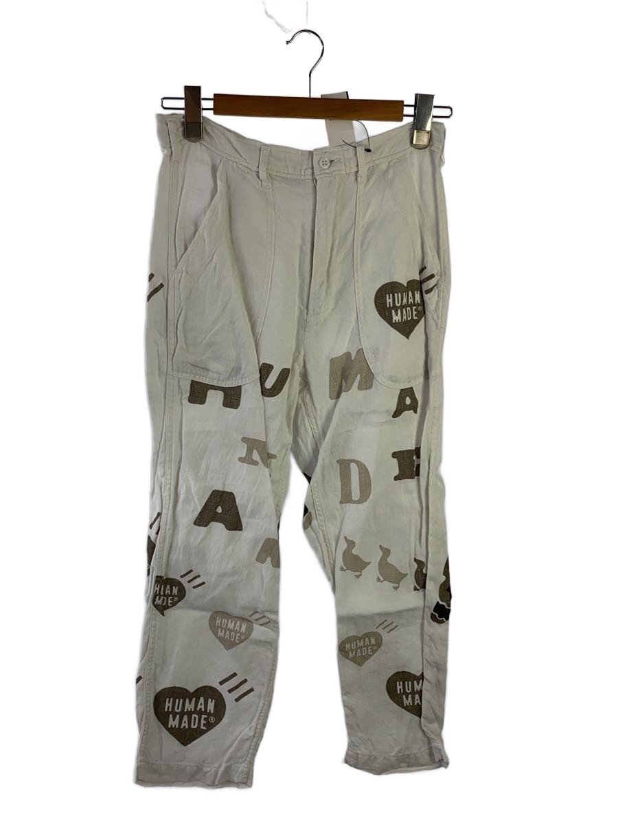 【中古】HUMAN MADE◆リネンベイカーパンツ/S/リネン/ホワイト/総柄【メンズウェア】|2nd STREET 店