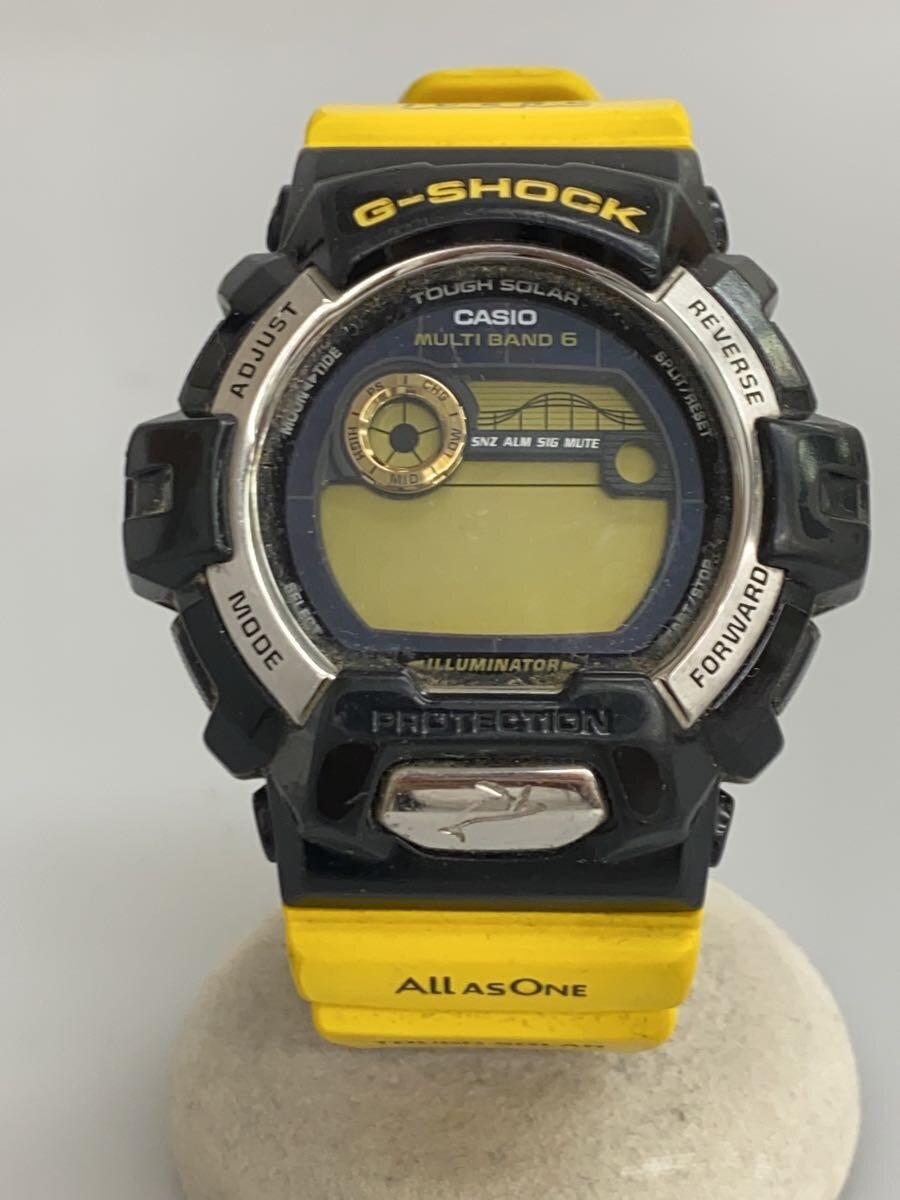 【中古】CASIO◆ソーラーウオッチ・G-SHOCK/デジタル/天然ゴム/YLW/YLW//【服飾雑貨他】