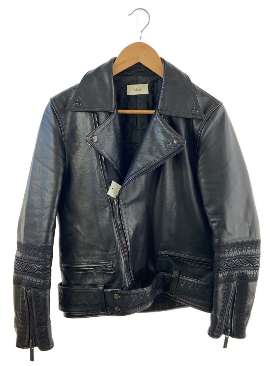 【中古】Sise◆ダブルライダースジャケット/1/なめし革/BLK/SJ-14A-JK01【メンズウェア】