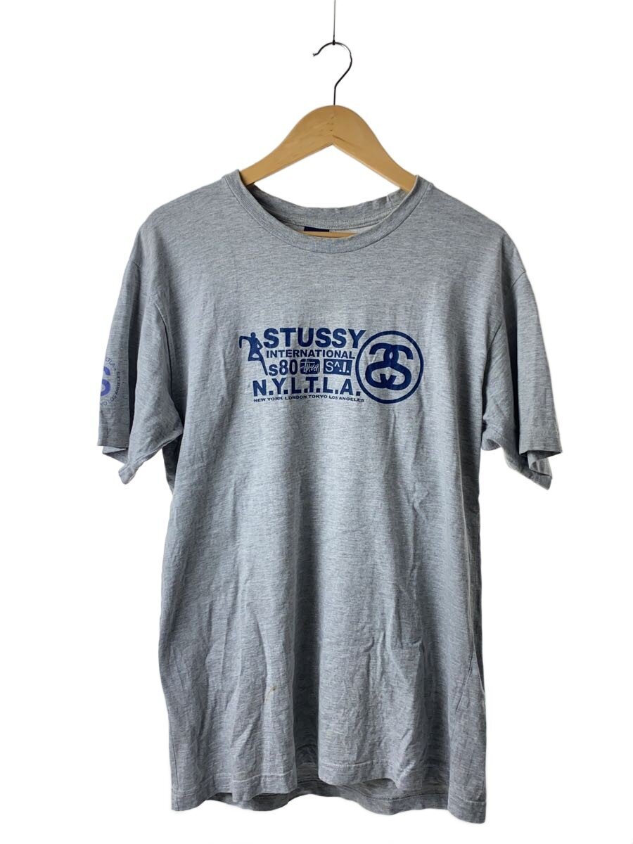【中古】STUSSY◆年寄りの/USA製/プルオーバー/L/綿織物/GRY/襟元ヨレ【メンズウェア】