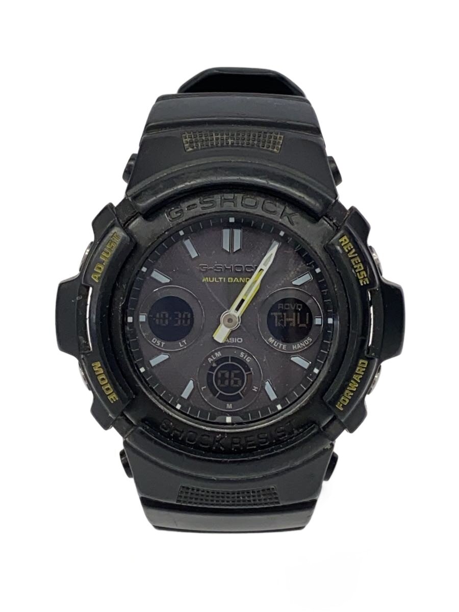 【中古】CASIO◆石英ウオッチ/アナログ/BLK【服飾雑貨他】