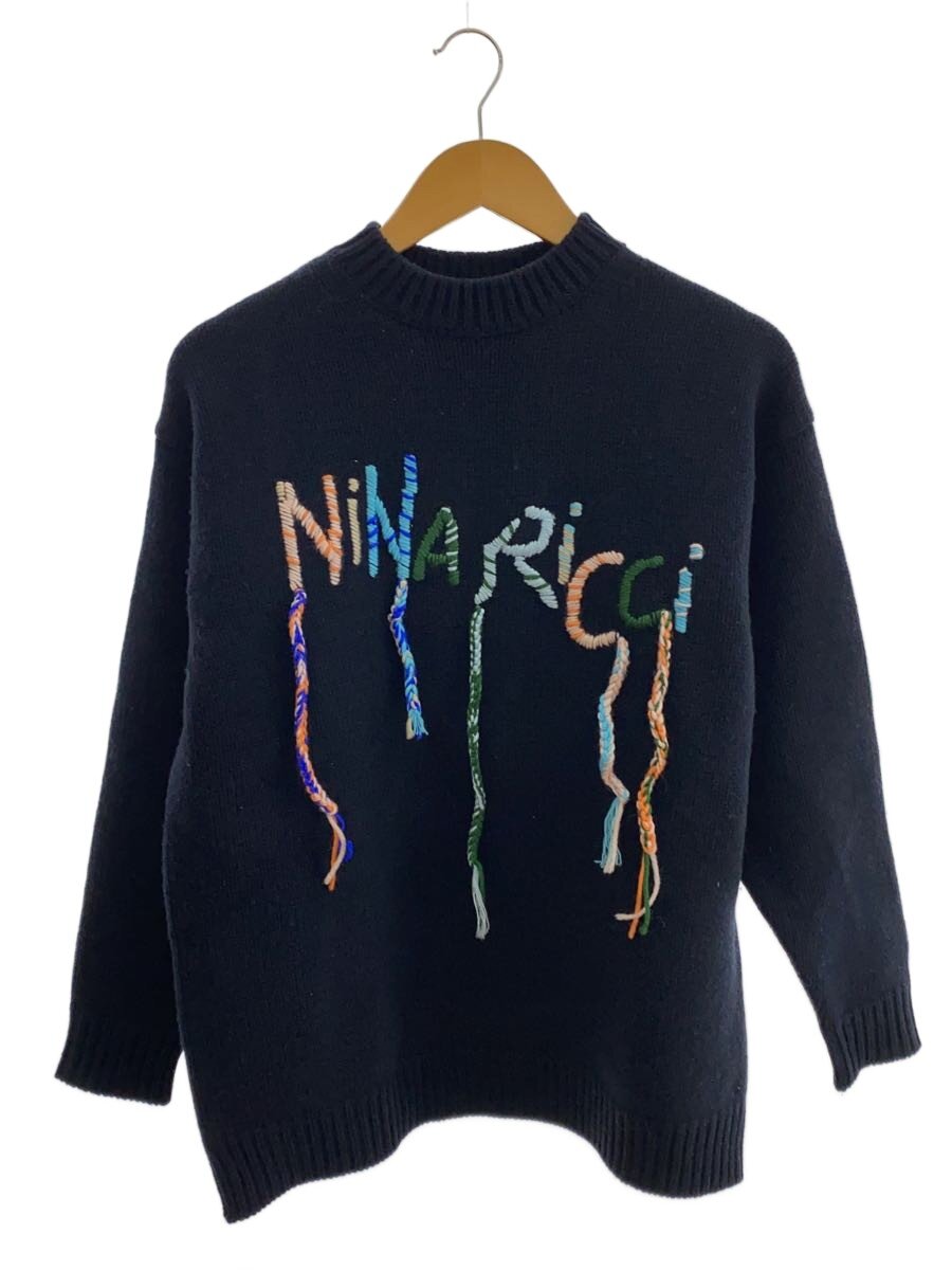 【中古】NINA RICCI◆編み物・プルオーバー(朦々たる)/XS/羊毛/NVY/無地/2A-PU015-ML052【レディース御召しもの】