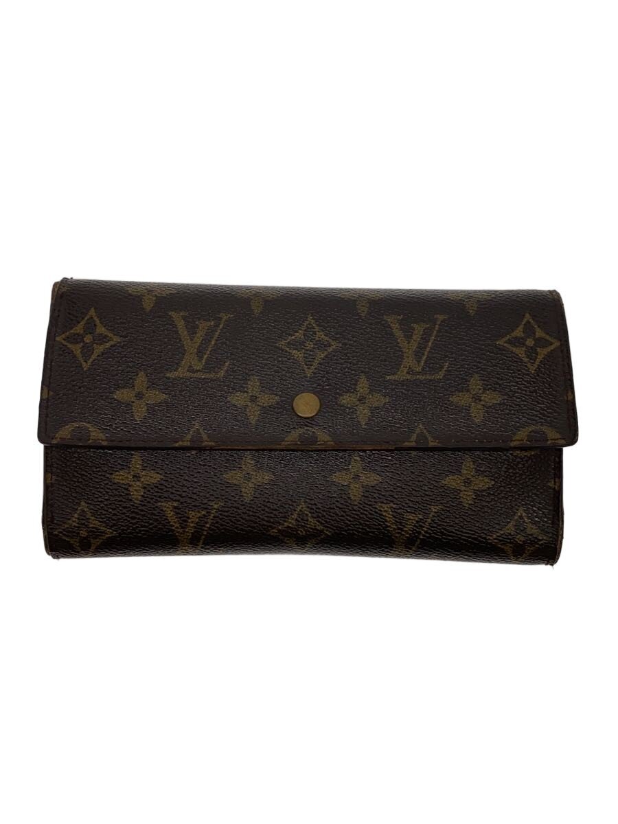 【中古】LOUIS VUITTON◆1)ポルト・トレゾール・インターナショナル_モノグラム・帆布/PVC/BRW/メンズ//【服飾雑貨他】