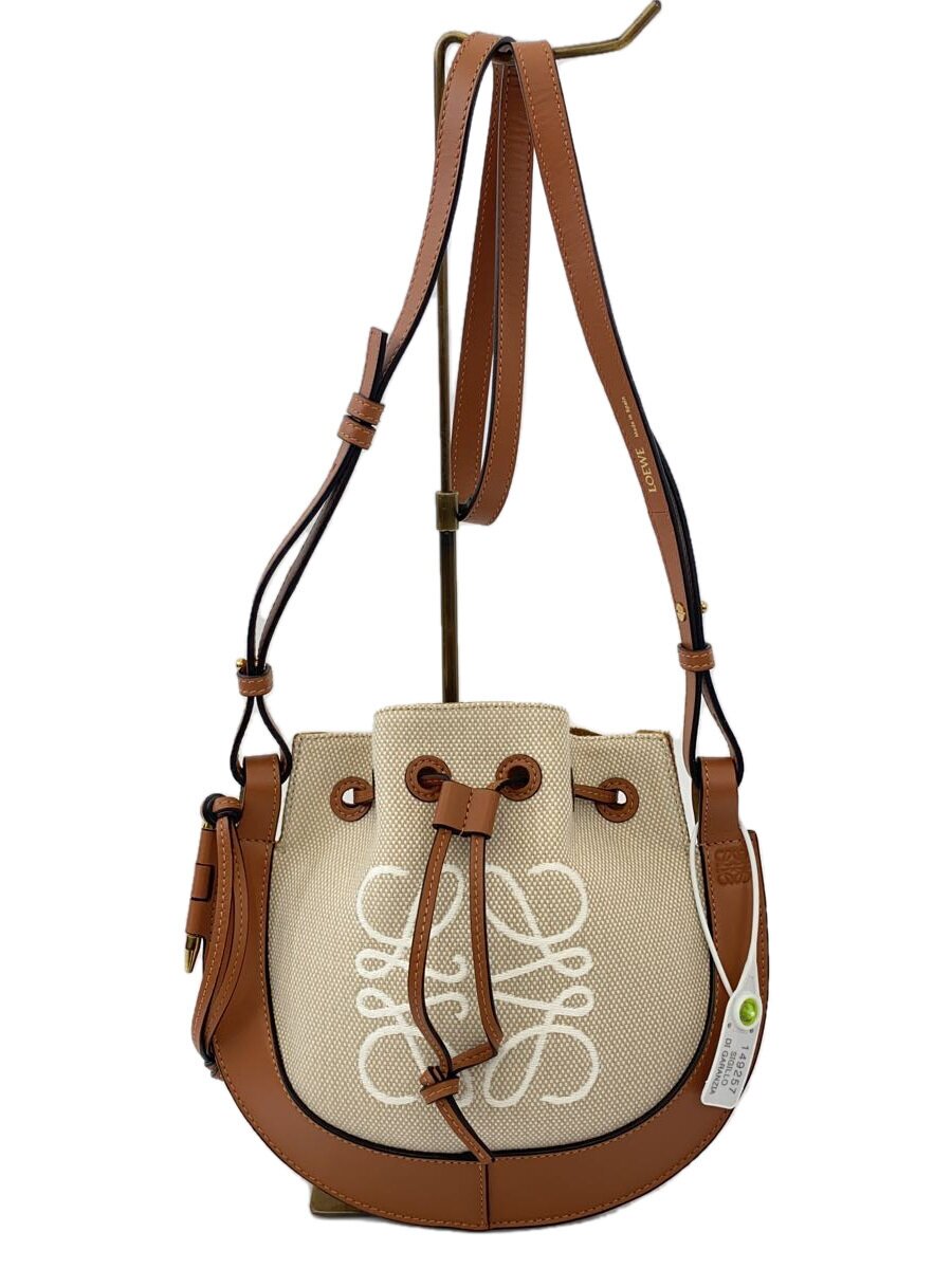 【中古】LOEWE◆LOEWE ロエベ/ショルダーバッグ/帆布/赤銅色/ホースシューバッグ【御徒面子】
