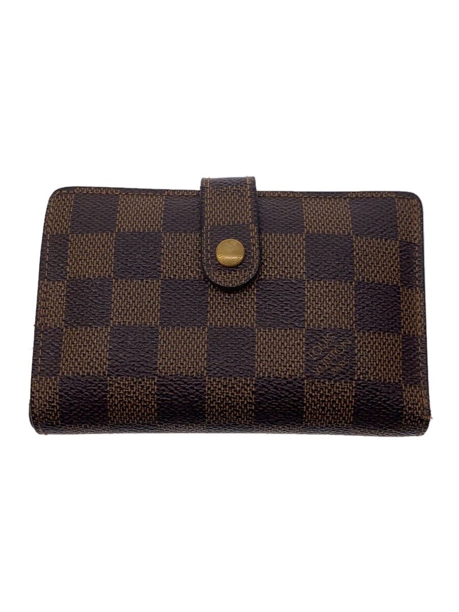 【中古】LOUIS VUITTON◆ポルト・モネ・ビエ・ヴィエノワ_ダミエ・エベヌ_BRW/PVC/BRW/レディース【服飾雑貨他】