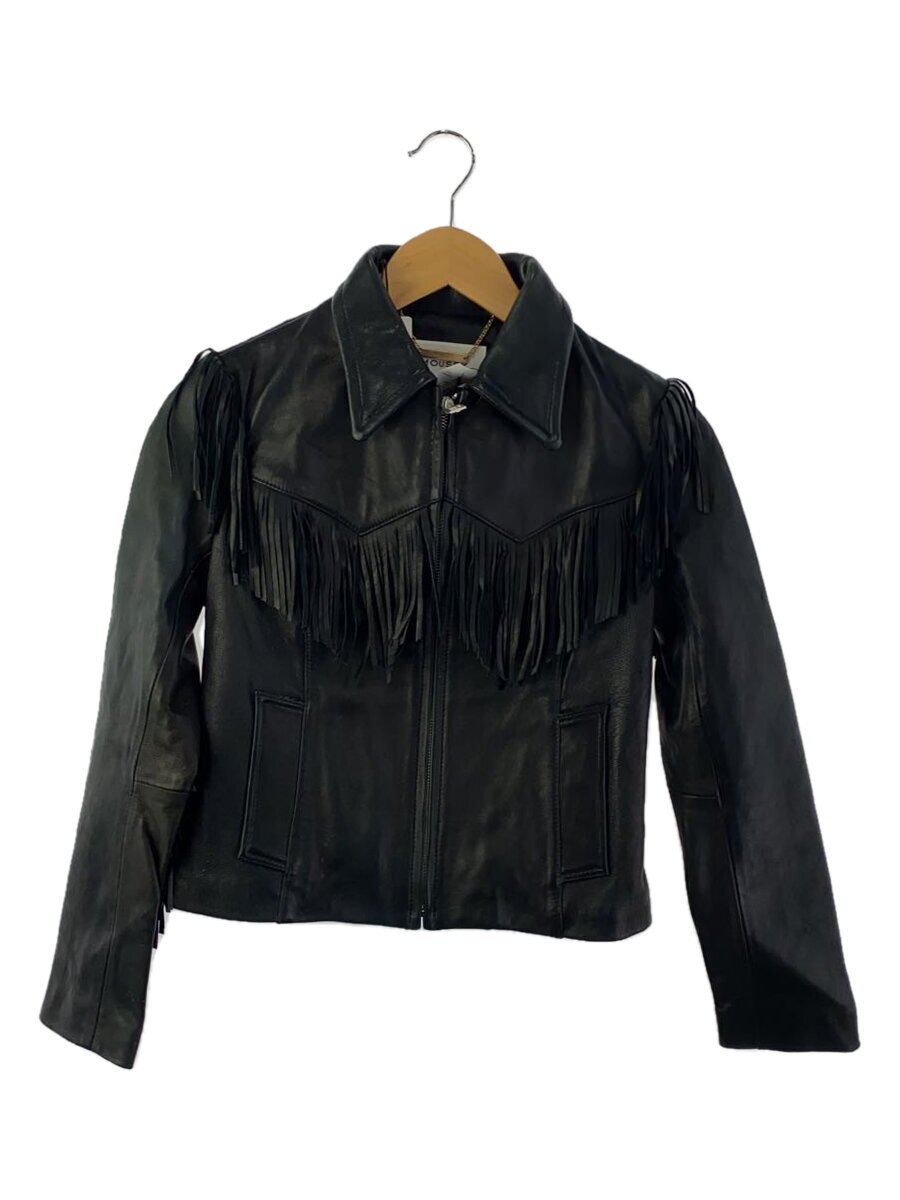 【中古】MOUSSY◆シングルライダースジャケット/1/羊革/BLK【レディース御召しもの】
