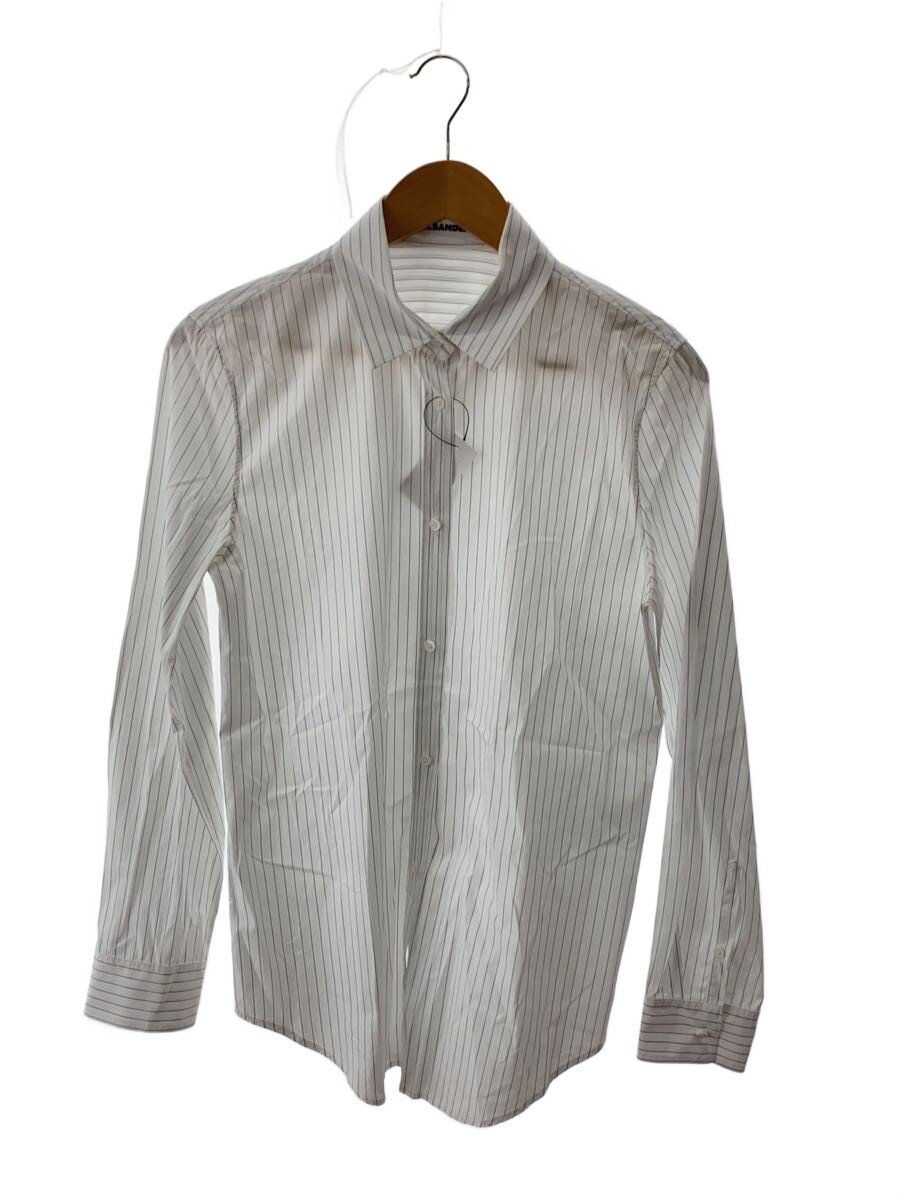 【中古】JIL SANDER◆長袖トップ/34/--/WHT/縞模様【レディース御召しもの】