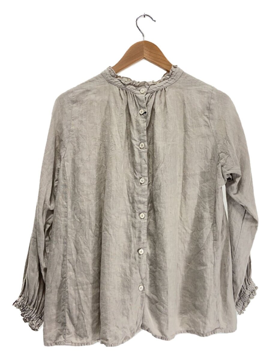 【中古】nest Robe◆長袖ティーシャツ/FREE/リネン/CRM/無地【レディース御召しもの】