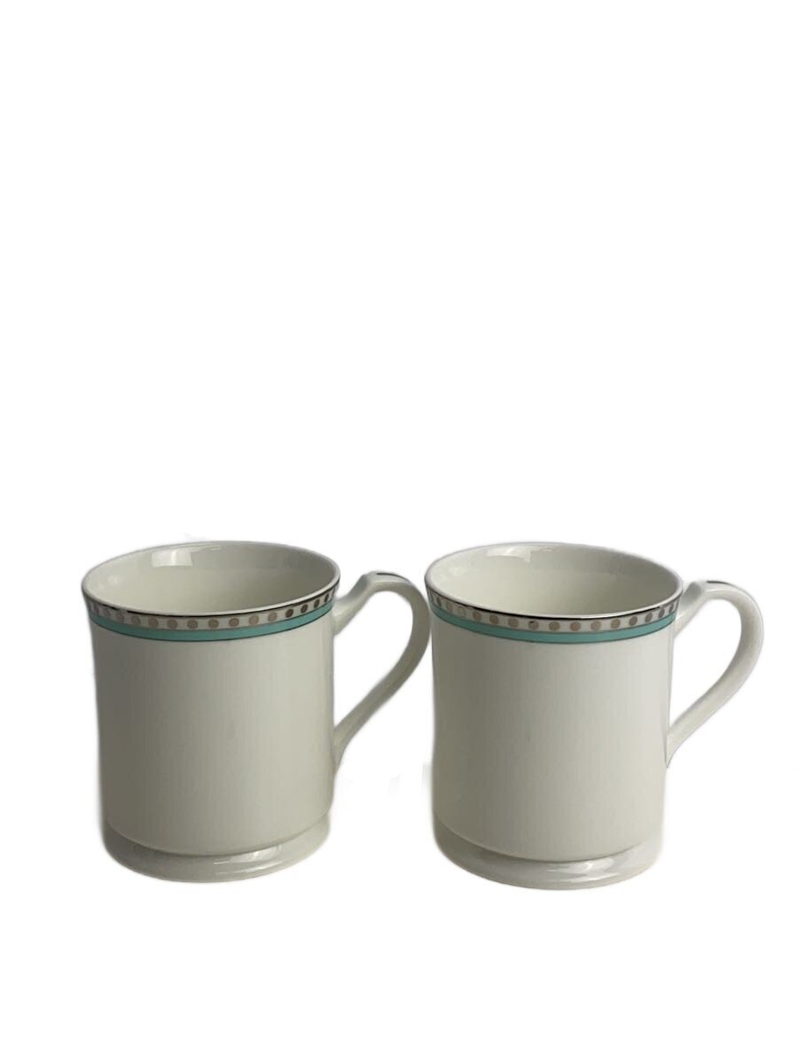 【中古】TIFFANY\u0026Co.◆ペアマグカップ/3634 1947/プラチナブルーバンドマグ/W:8.2糎/H:9糎【御厨子所備品】