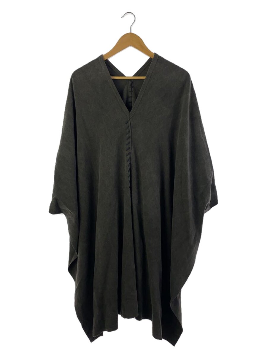 【中古】ISSEY MIYAKE◆編み目ひな形/一枚布/ポンチョ/FREE/羊毛/GRY【レディース御召しもの】