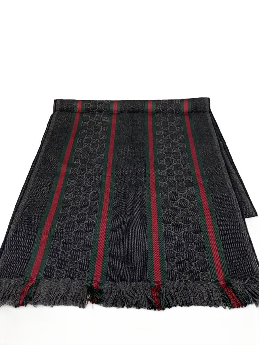 【中古】GUCCI◆えり巻き/羊毛/GRY/総柄/メンズ/26894【服飾雑貨他】