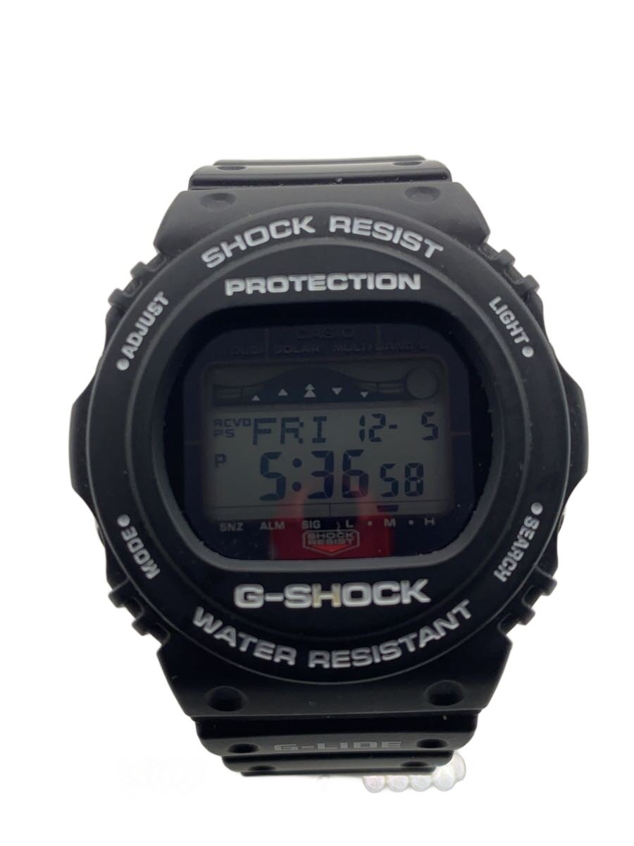【中古】CASIO◆ソーラーウオッチ・G-SHOCK/デジタル/天然ゴム/BLK/BLK【服飾雑貨他】