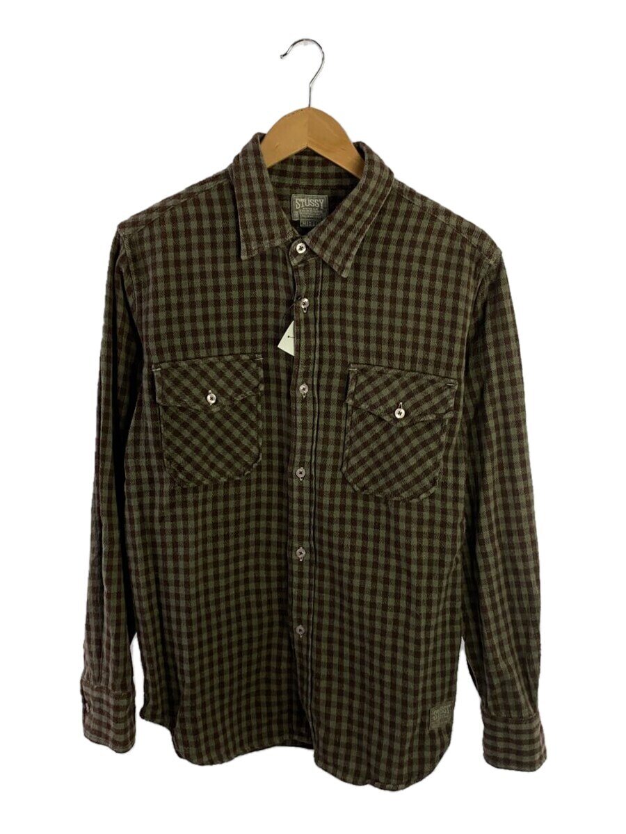 【中古】STUSSY◆フランネルプルオーバー/M/綿織物/BRW/ギンガムCK【メンズウェア】
