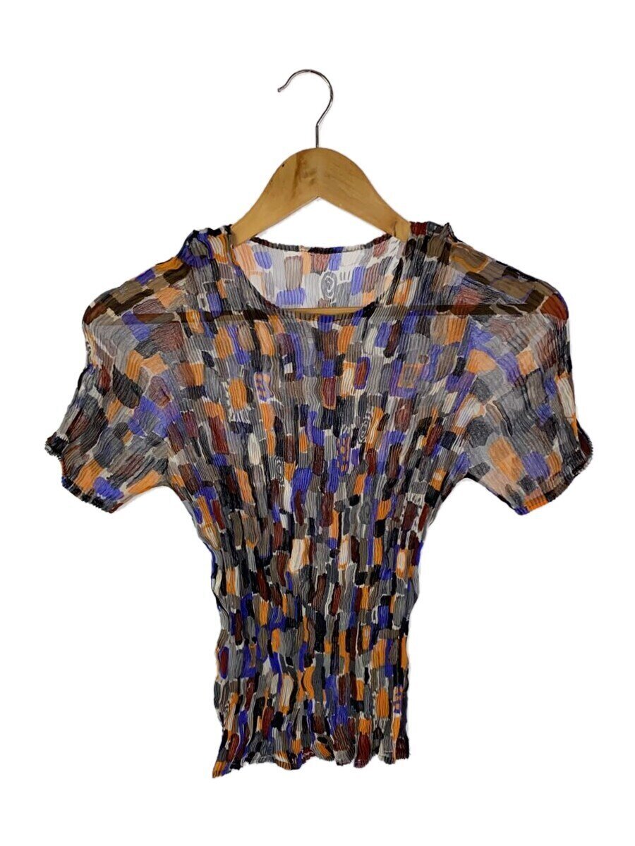 【中古】ISSEY MIYAKE◆半袖カットソー/M/ポリエステル/マルチ色合い/総柄/im82-fj652【レディースお召しもの】