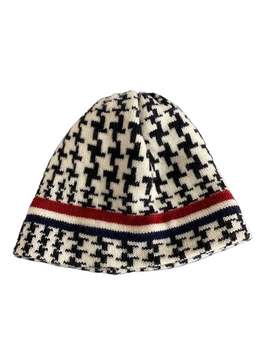 【中古】THOM BROWNE. NEW YORK◆編み物旗がしら/--/羊毛/WHT/総柄/メンズ【服飾雑貨他】