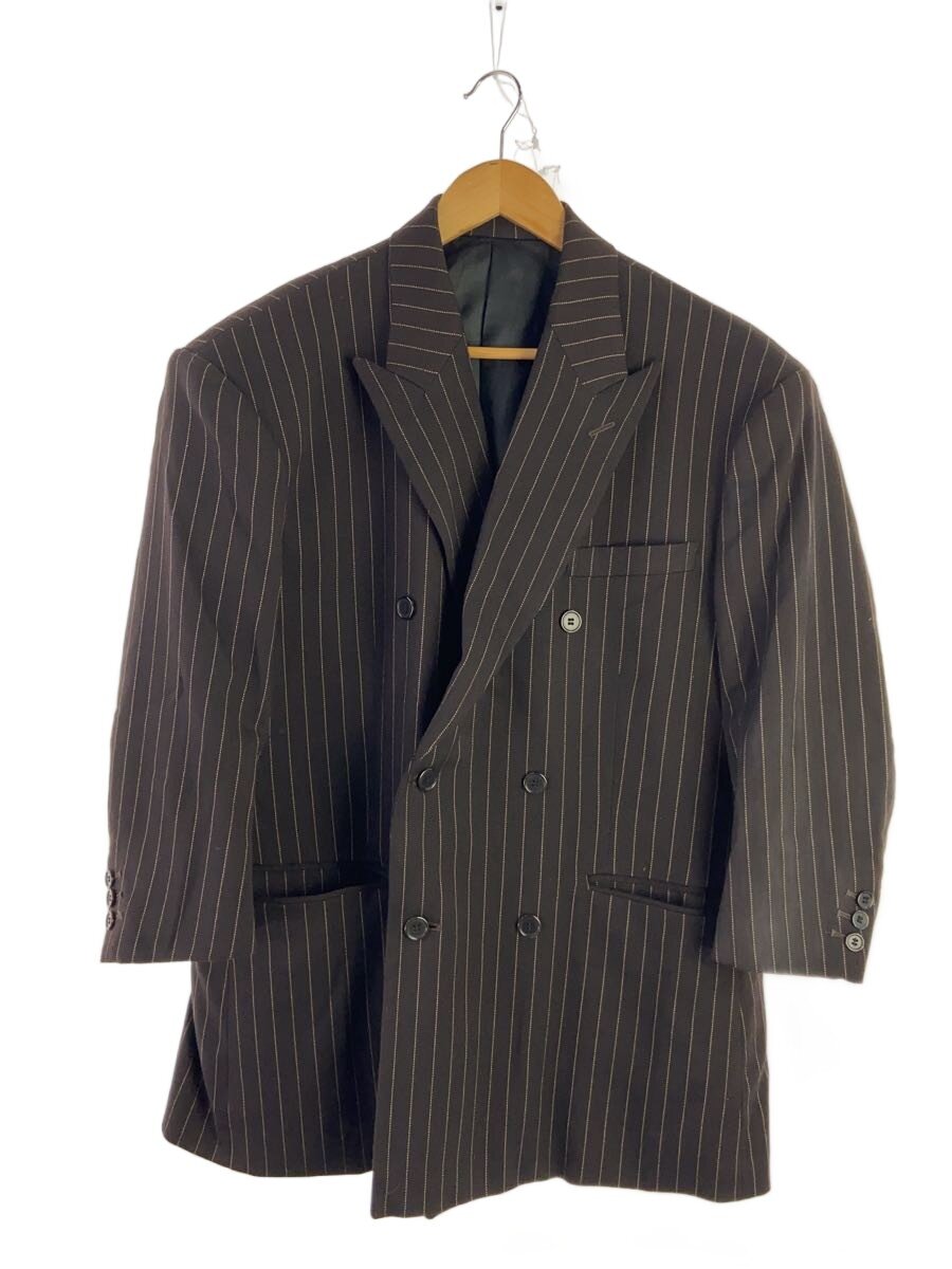 【中古】SYU.HOMME/FEMM◆DOUBLE OVER JKT/テーラードジャケット/1/羊毛/BRW/縞模様/h20ss-12【メンズウェア】