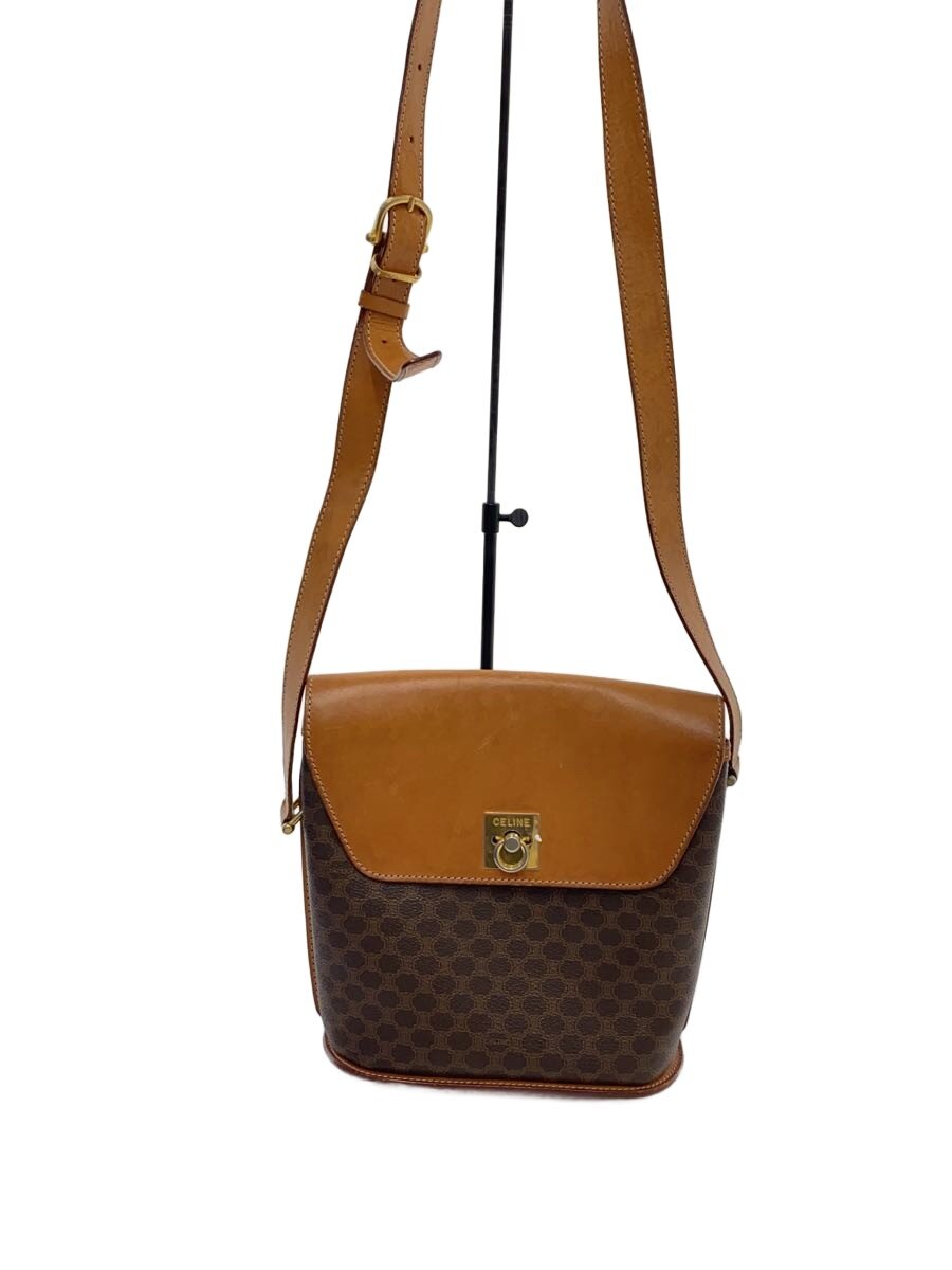 【中古】CELINE◆ショルダーバッグ/なめし革/BRW/総柄【御徒面子】