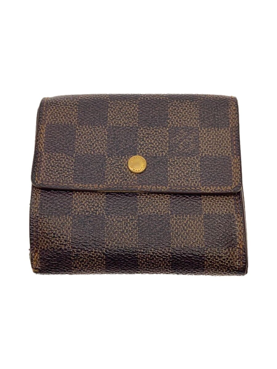 【中古】LOUIS VUITTON◆ポルト・モネ・ビエ・カルト・クレディ_ダミエ・エベヌ/PVC/BRW/メンズ【服飾雑貨他】