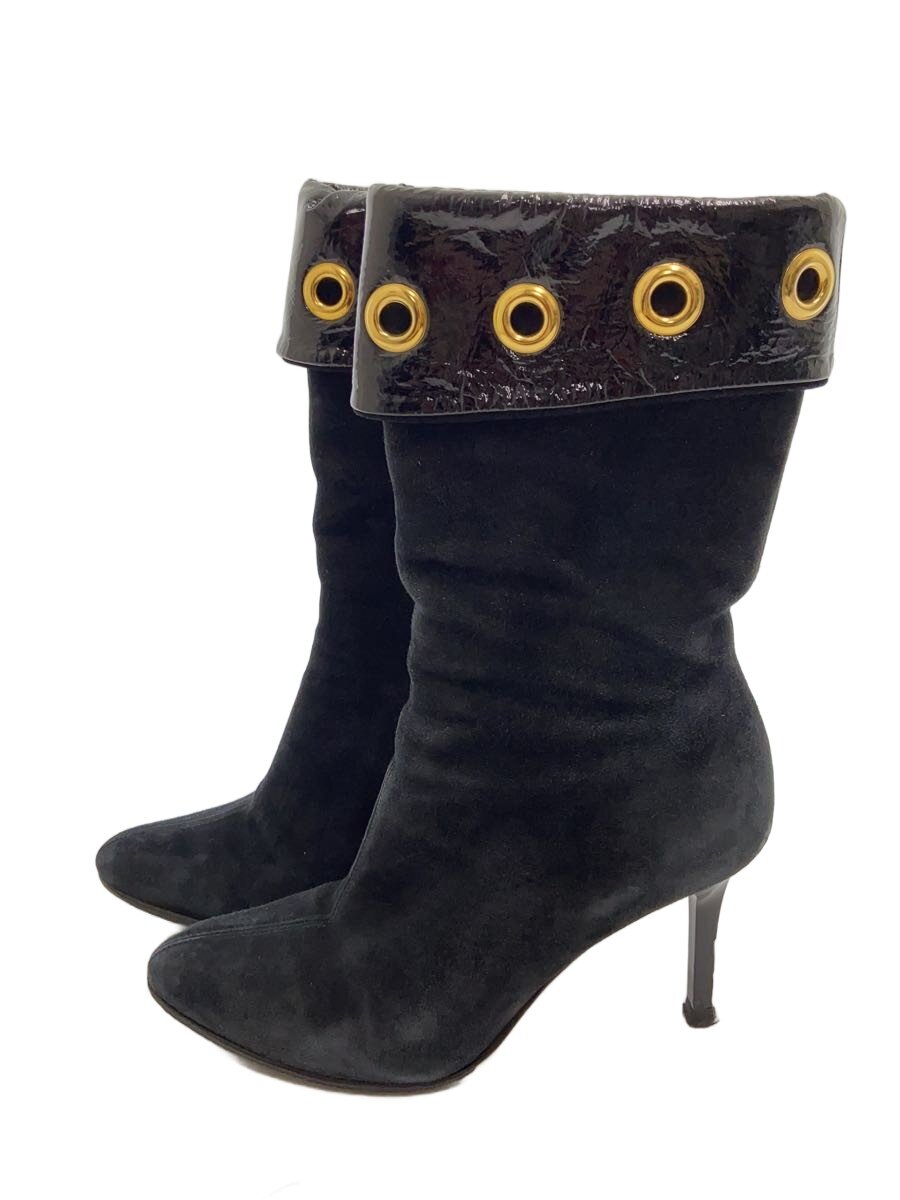 【中古】JIMMY CHOO◆ヒールキズ有/ショートブーツ/34.5/BLK/スウェード【シューズ】|2nd STREET 店
