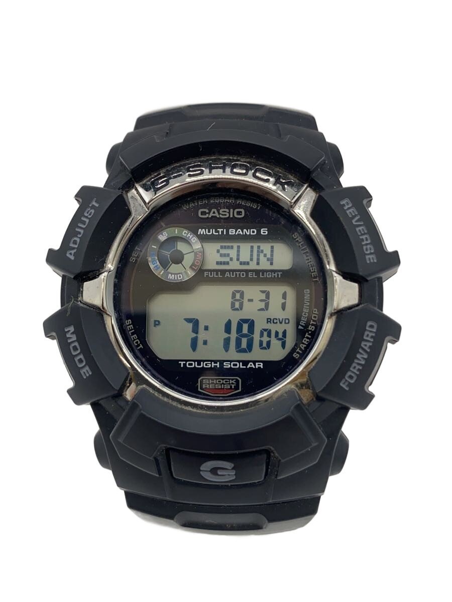 【中古】CASIO◆ソーラーウオッチ・G-SHOCK/デジタル/天然ゴム/BLK/BLK【服飾雑貨他】