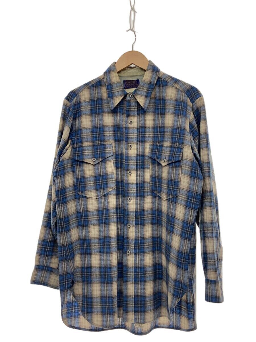 【中古】PENDLETON◆フランネルプルオーバー/16.5/羊毛/BLU/オンブレCK【メンズウェア】