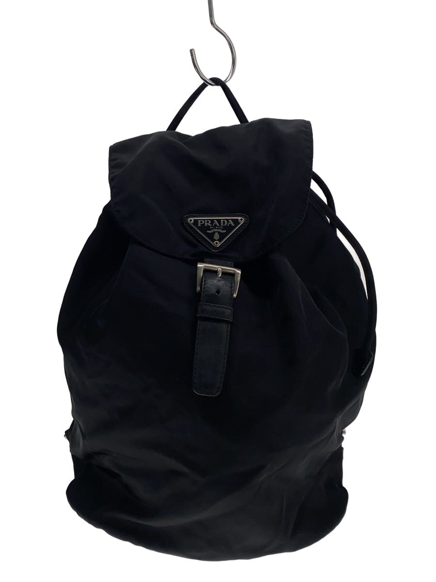 【中古】PRADA◆背嚢/ナイロン/BLK/無地【御徒面子】