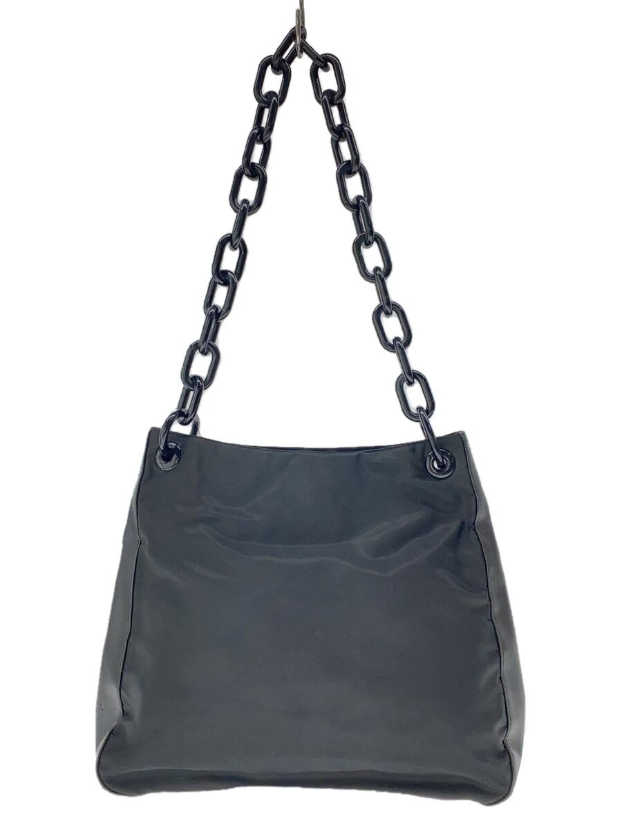 【中古】PRADA◆御徒面子/ナイロン/BLK/無地【御徒面子】