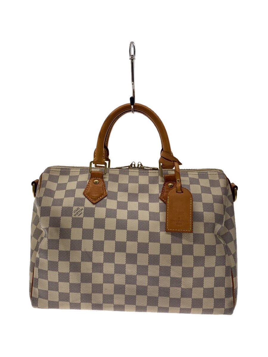 【中古】LOUIS VUITTON◆スピーディ・バンドリエール30_ダミエ・アズール_WHT/なめし革/WHT/N41373【御徒面子】