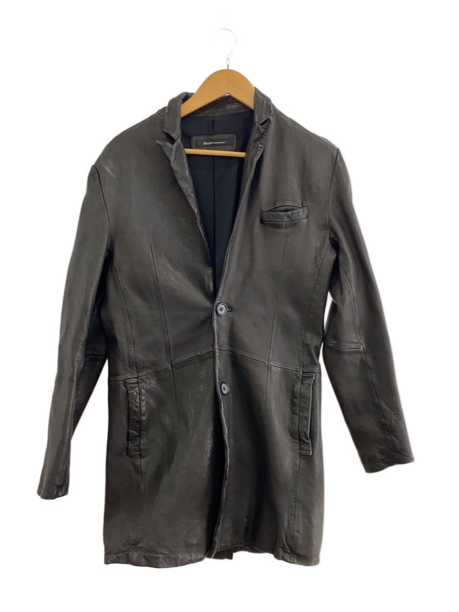 【中古】Black by VANQUISH◆チェスターコート/M/羊革/BLK/無地/BVJ115【メンズウェア】