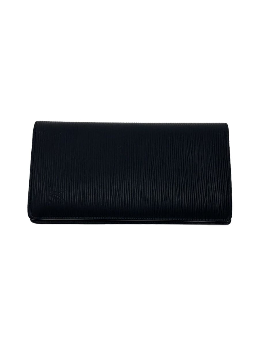 【中古】LOUIS VUITTON◆2)ポルト・フォイユ・ブラザ_エピ/なめし革/BLK/メンズ【服飾雑貨他】