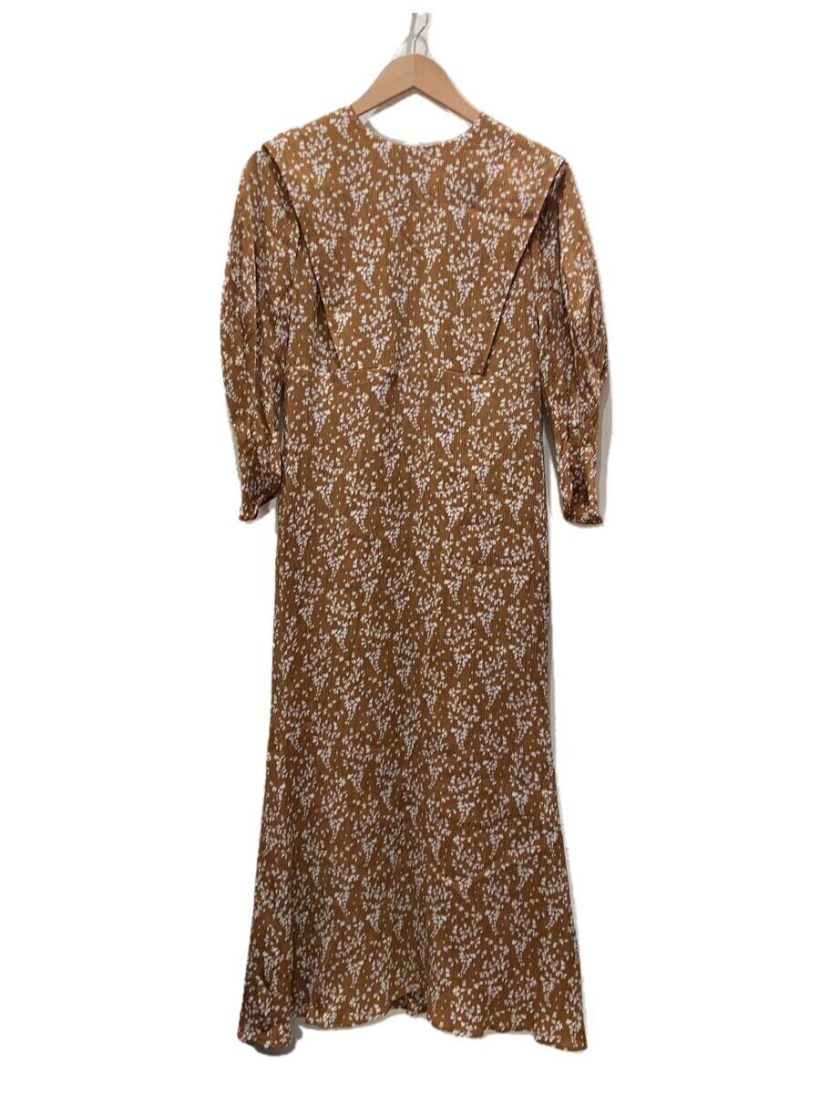 【中古】mame kurogouchi◆21SS/Flower Hand Printed Tucked Dress/2/駱駝/MM21なおなお書き-DR720【レディース御召しもの】