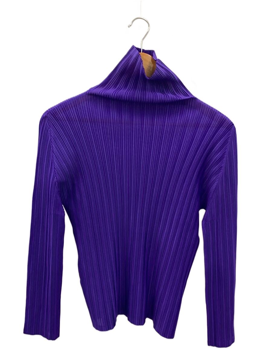 【中古】PLEATS PLEASE ISSEY MIYAKE◆タートルネック筋目長袖カットソー/3/ポリエステル/PUP/fk303【レディースお召しもの】