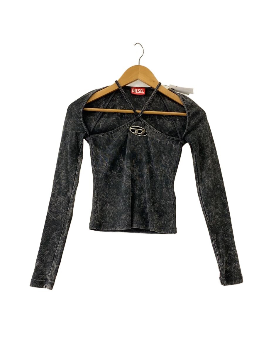 【中古】DIESEL◆トップス/XS/綿織物/黒いこと/T-Marinel/オーバルDロゴタイプ【レディース御召しもの】