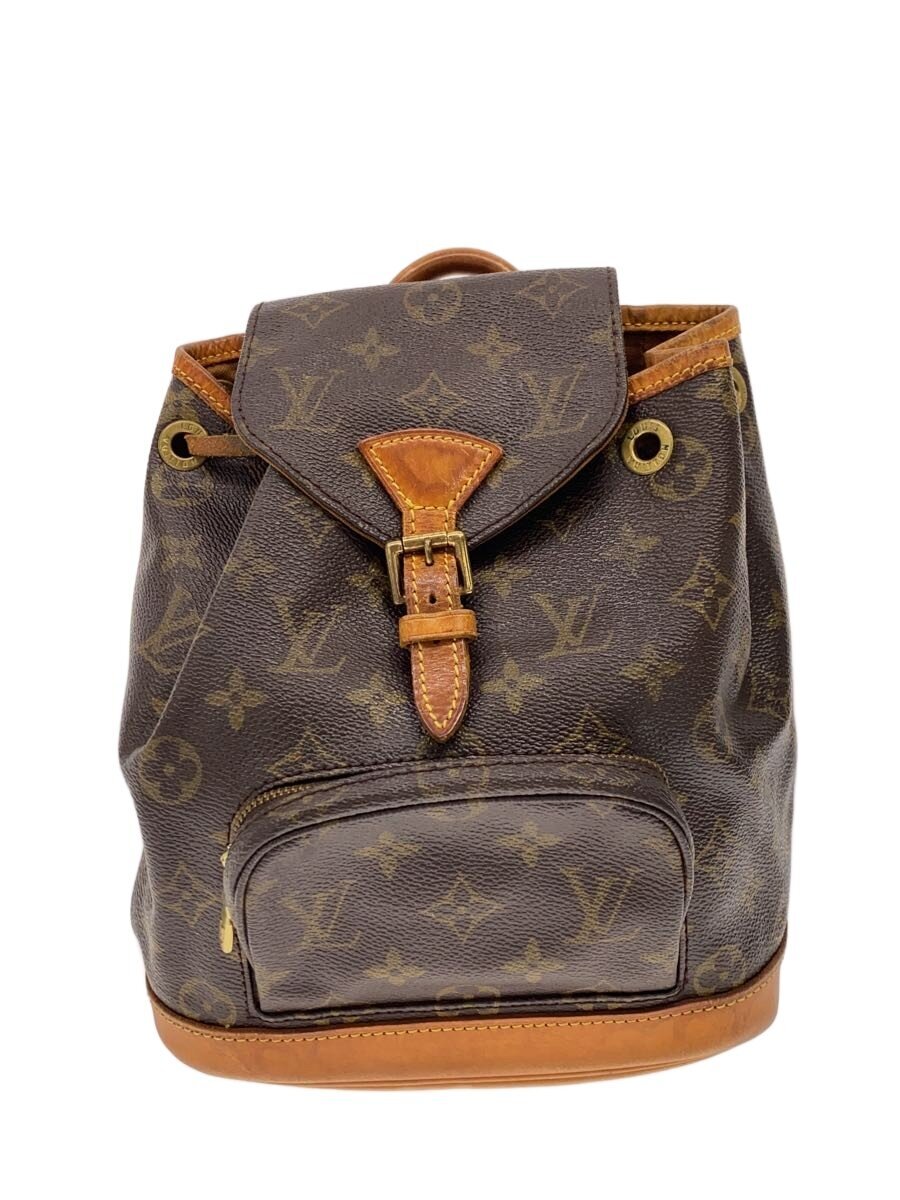 【中古】LOUIS VUITTON◆1)ミニ・モン掏摸_モノグラム・帆布/PVC/BRW/モノグラム//【御徒面子】
