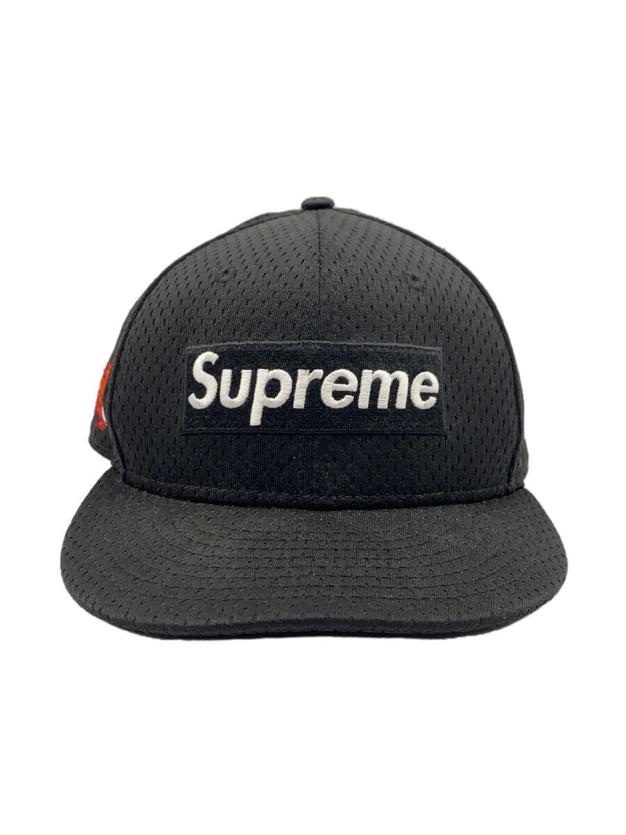 【中古】Supreme◆×NEW ERA Mesh Box Logo Cap/旗がしら/7 3/8/ポリエステル/BLK/メンズ【服飾雑貨他】