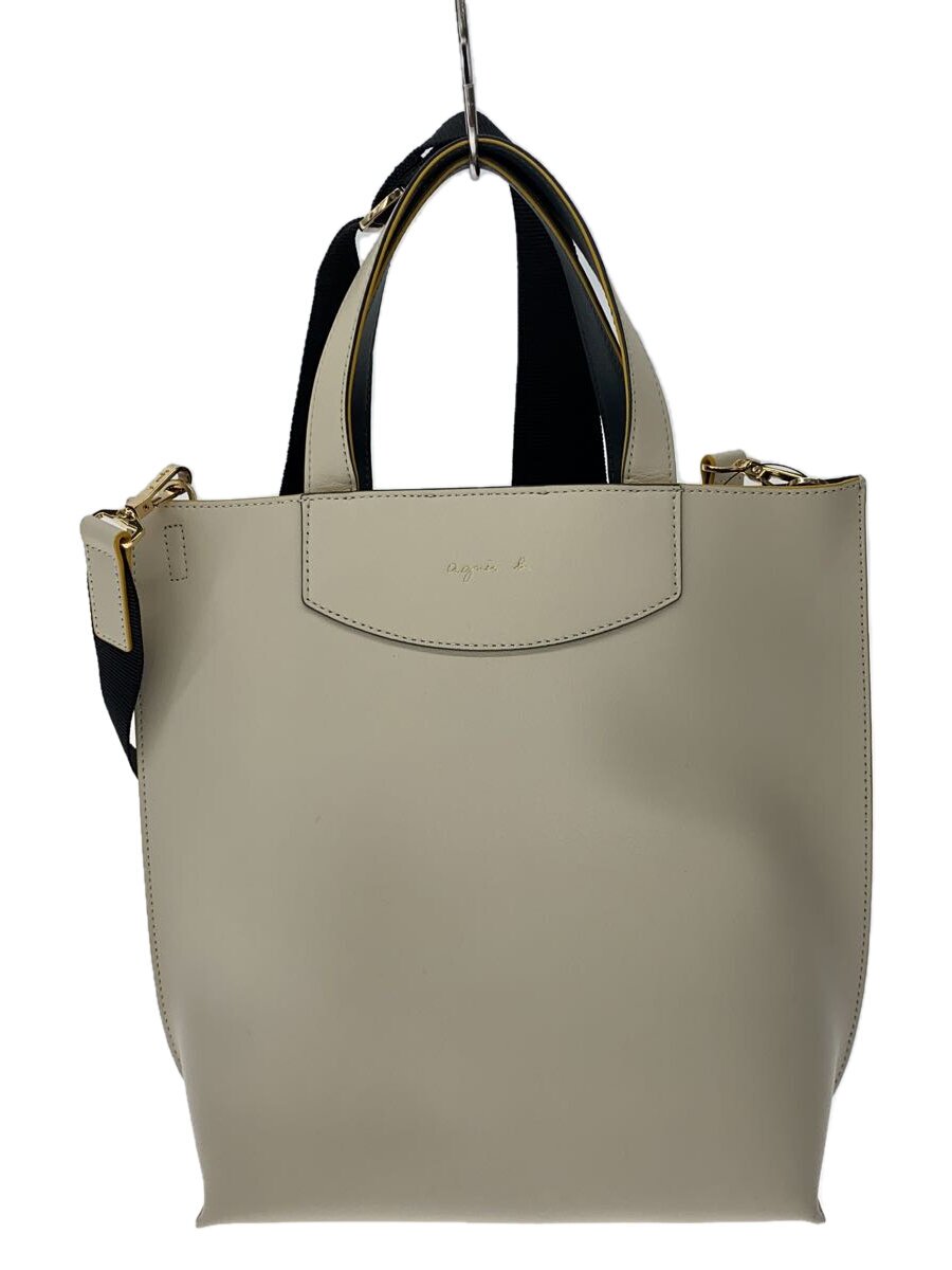【中古】agnes b.◆2WAY/トートバッグ/レザー/WHT/PAS04-01【バッグ】|2nd STREET 店