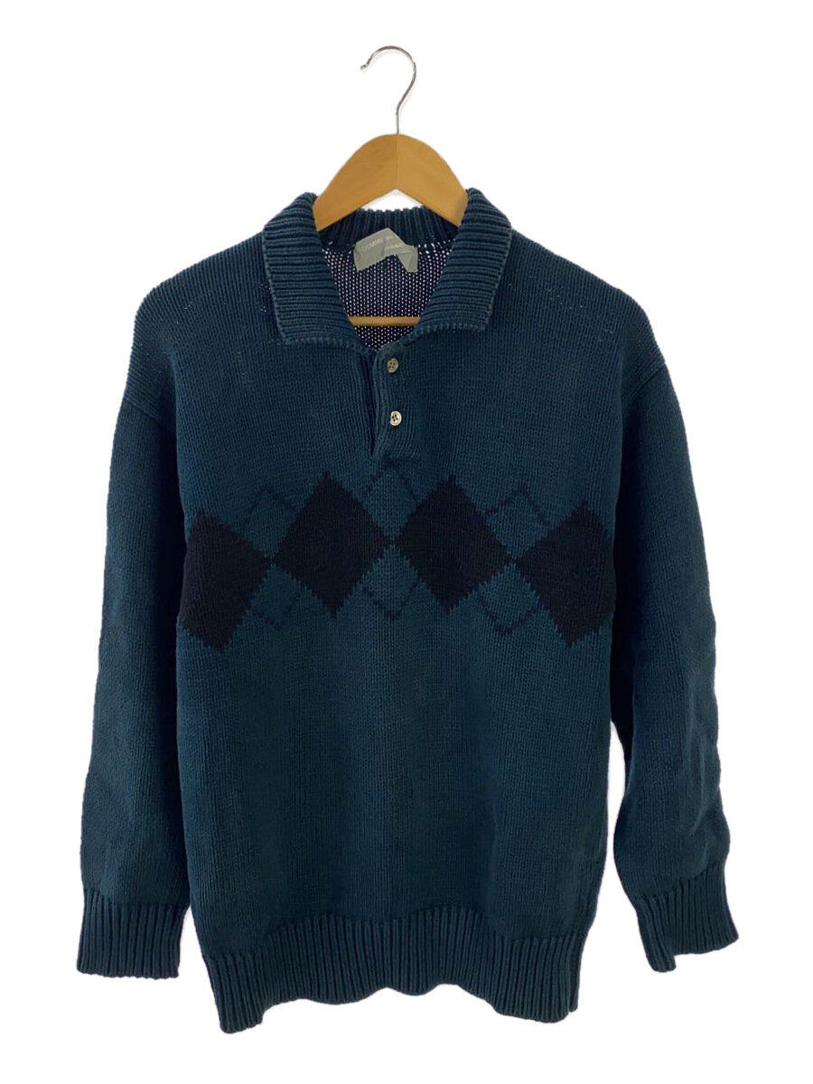 【中古】COMME des GARCONS HOMME◆編み物・スウェーター(薄っぺら)/--/綿織物/GRN/HN-110190/80年月日/アーガイル//【メンズウェア】