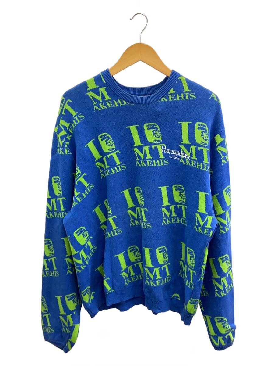 【中古】HANGOVERZ◆ニット・セーター(厚手)/M/コットン/BLU/総柄【メンズウェア】｜2ｎｄ STREET 店