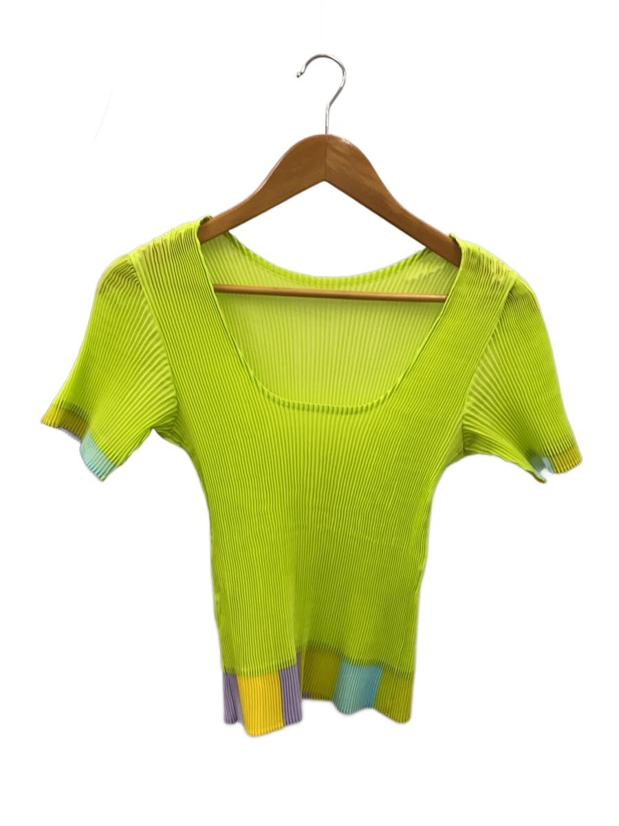 【中古】ISSEY MIYAKE◆うしろ側公々然たる/半袖プリーツカットソー/M/GRN/ポリエステル/? NULL ?【レディース御召しもの】