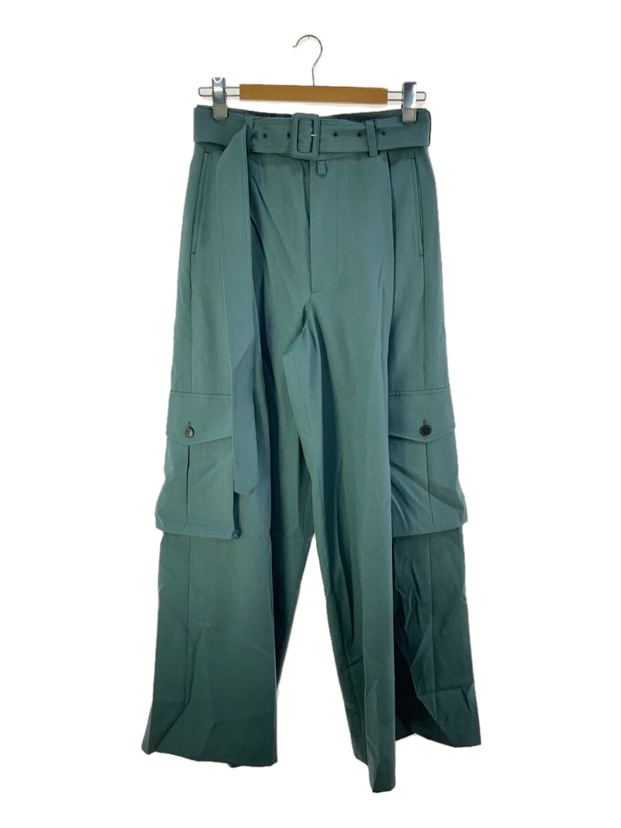 【中古】DRIES VAN NOTEN◆24SS/ベルデットワイドカーゴパンツ/44/羊毛/GRN【メンズウェア】