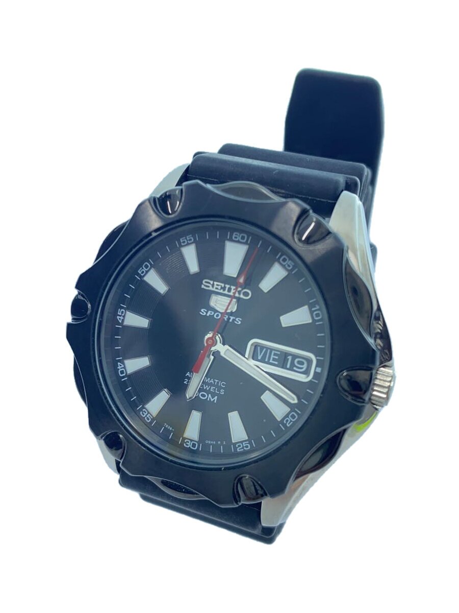 【中古】SEIKO◆セイコー/自動小銃巻ウオッチ/アナログ/天然ゴム/黒いこと/薄墨色/7S36-03T0【服飾雑貨他】