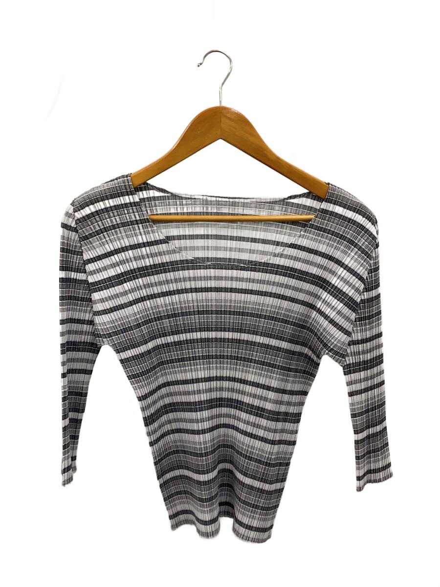 【中古】PLEATS PLEASE ISSEY MIYAKE◆筋目７分袖カットソー/4/ポリエステル/GRY/間借り人/jk571【レディースお召しもの】