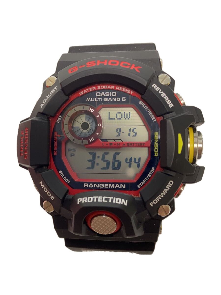 【中古】CASIO◆ソーラーウオッチ_G-SHOCK/アナログ/天然ゴム/BLK【服飾雑貨他】