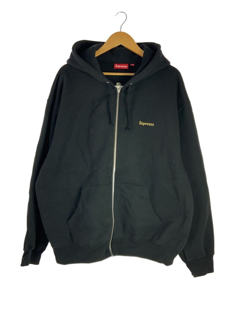 【中古】Supreme◆ジップパーカー/XL/綿織物/BLK/無地【メンズウェア】