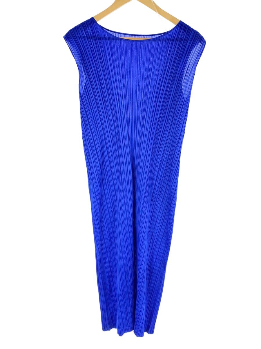 【中古】PLEATS PLEASE ISSEY MIYAKE◆ノースリーブワンピース/4/ポリエステル/BLU/PP03-JH186【レディースウェア】|2nd STREET 店