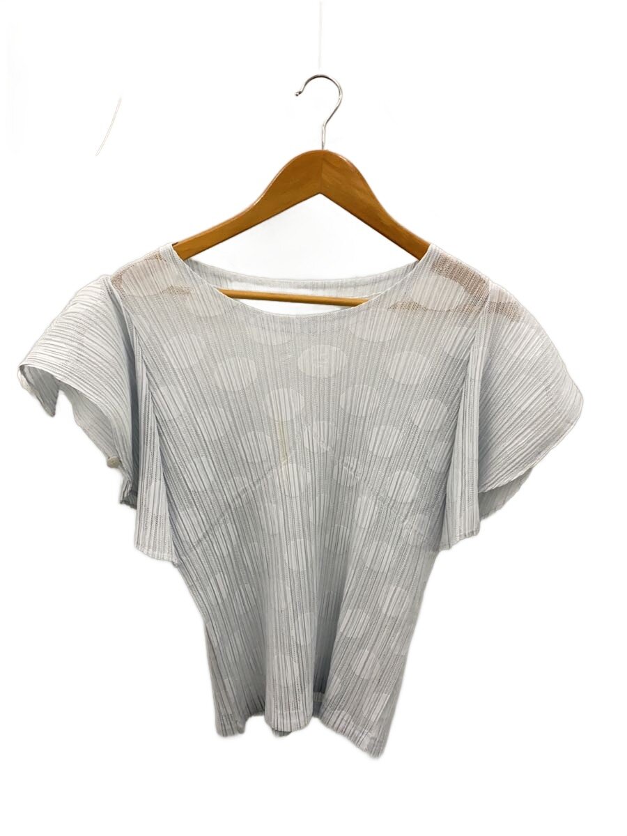 【中古】PLEATS PLEASE ISSEY MIYAKE◆メッシュ筋目半袖カットソー/4/ポリエステル/GRY/一点/jk663//【レディース御召しもの】