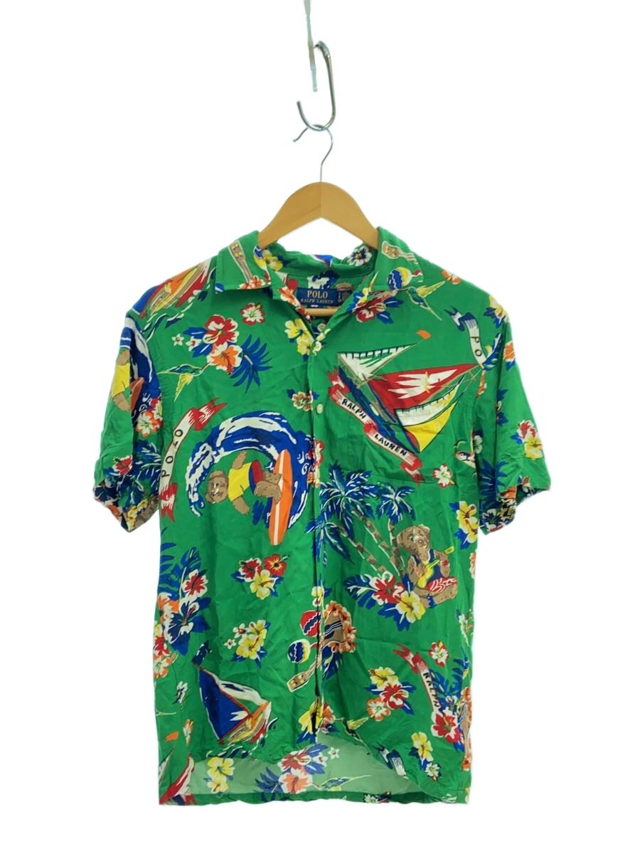 【中古】POLO RALPH LAUREN◆ポロベアアロハシャツ/S/--/GRN/総柄【メンズウェア】