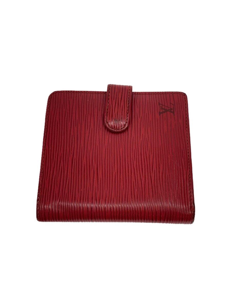 【中古】LOUIS VUITTON◆ポルト・ビエ・コンパクト_エピ_RED/レザー/RED/レディース【服飾雑貨他】