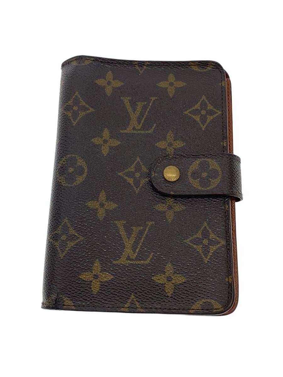 【中古】LOUIS VUITTON◆ポルト・パピエ・ジップ_モノグラム・帆布/PVC/BRW/総柄/メンズ【服飾雑貨他】